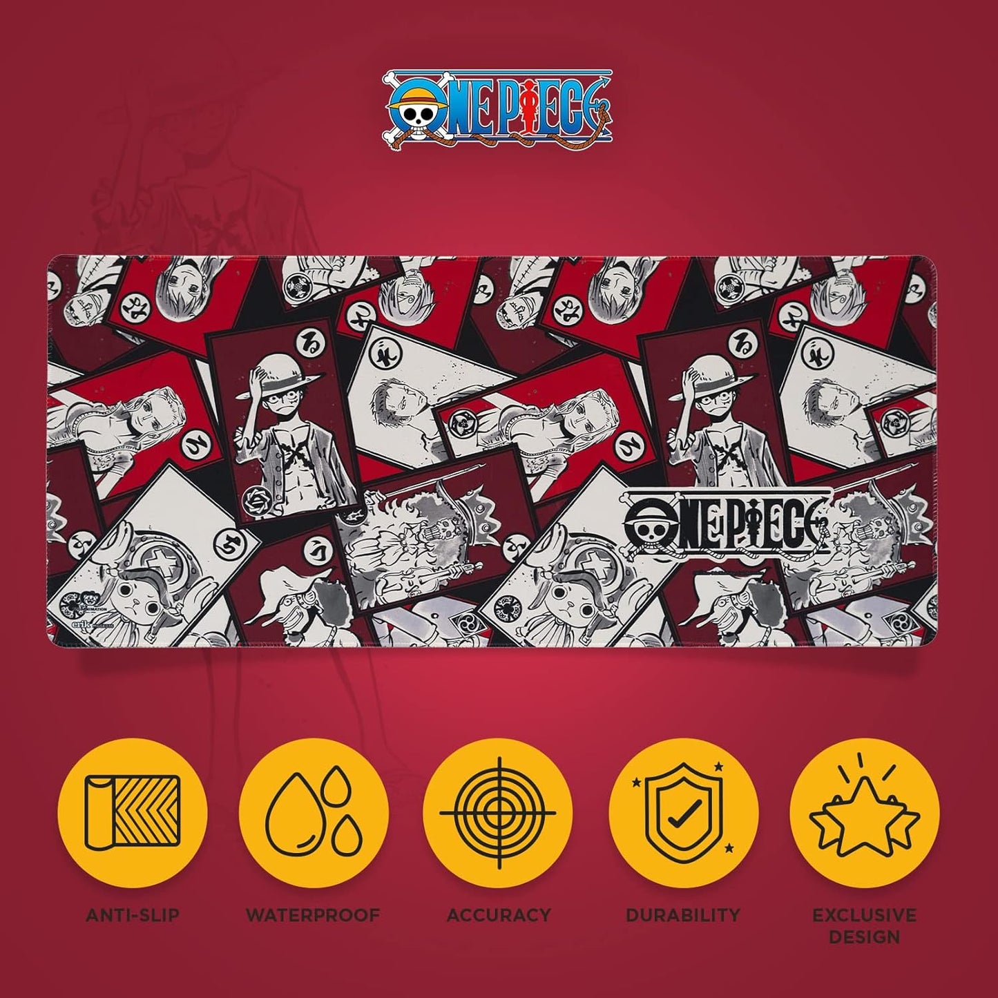 One Piece XXL Mouse Pad - Desk Pad - 31.5" X 13.78" Non-Slip Rubber Base, Gaming Mouse Pad, Keyboard Mouse Mat - Manga Gifts