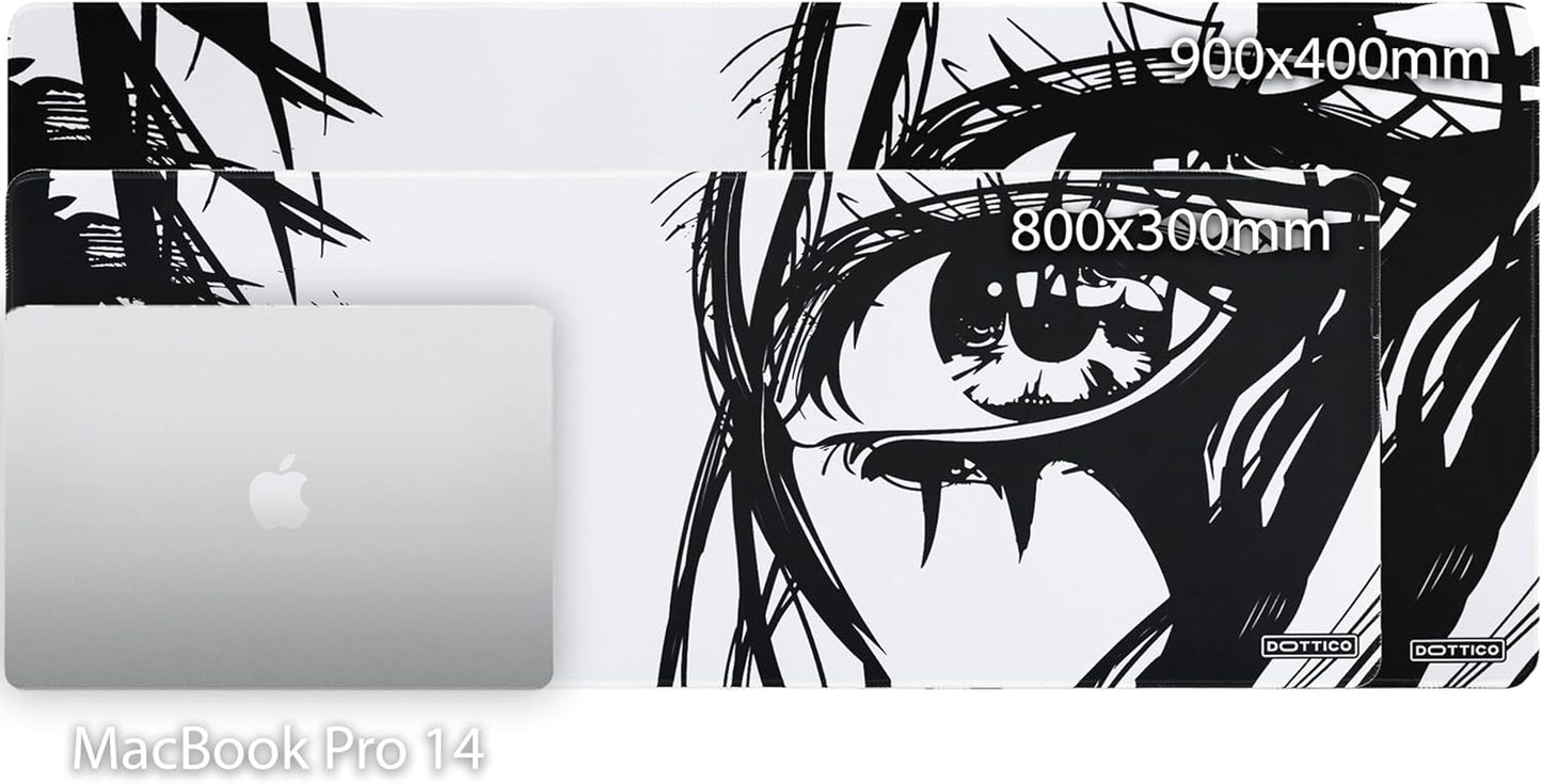 XL Anime Eyes Mouse Pad – Large Manga Girl Desk Mat 31.5X11.8 – Non-Slip, Water-Resistant, Stitched Edges – Aesthetic Japanese Gaming Mat