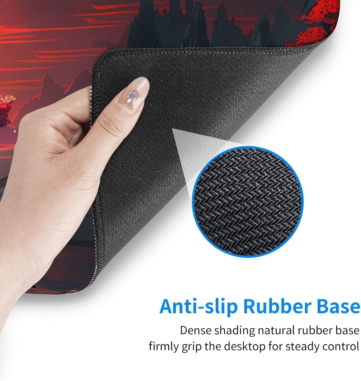 Gaming Mouse Pad Desk Pad,Extended Big Mouse Pad,31.5X11.8 Inch Long Computer Keyboard Mouse Mat Mousepad with 3Mm Non-Slip Base and Stitched Edge for Gaming and Office… (Red Moon Canyon)