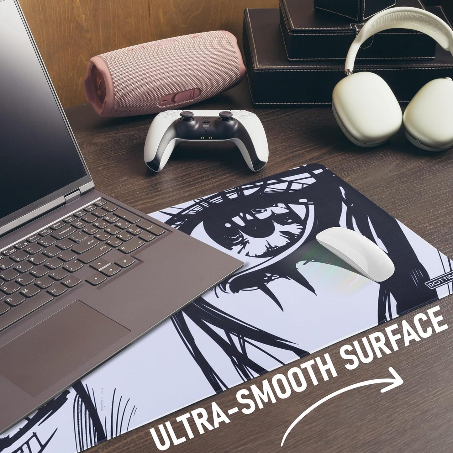 XL Anime Eyes Mouse Pad – Large Manga Girl Desk Mat 31.5X11.8 – Non-Slip, Water-Resistant, Stitched Edges – Aesthetic Japanese Gaming Mat