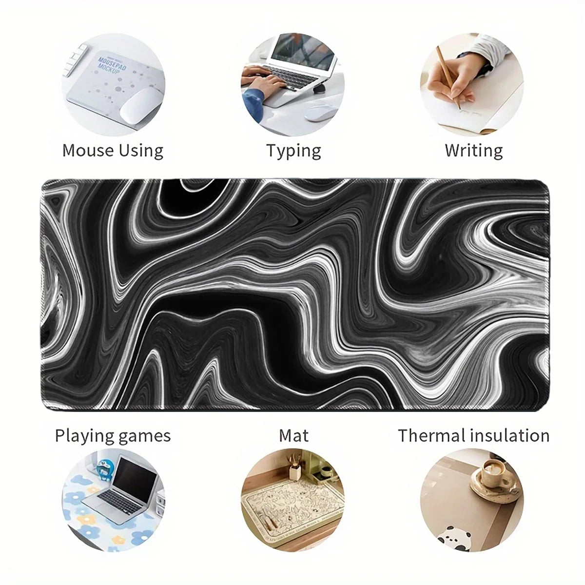 Mouse Pad with Stitched Edge, Premium Textured Mouse Mat, Non-Slip Rubber Base Mousepad for Laptop, Computer & Pc,Desk Mat for Gamer, Office & Home,Black