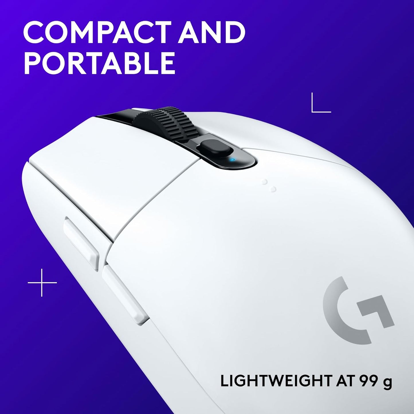 305 LIGHTSPEED Wireless Gaming Mouse, Hero 12K Sensor, 12,000 DPI, Lightweight, 6 Programmable Buttons, 250H Battery Life, On-Board Memory, Pc/Mac - White