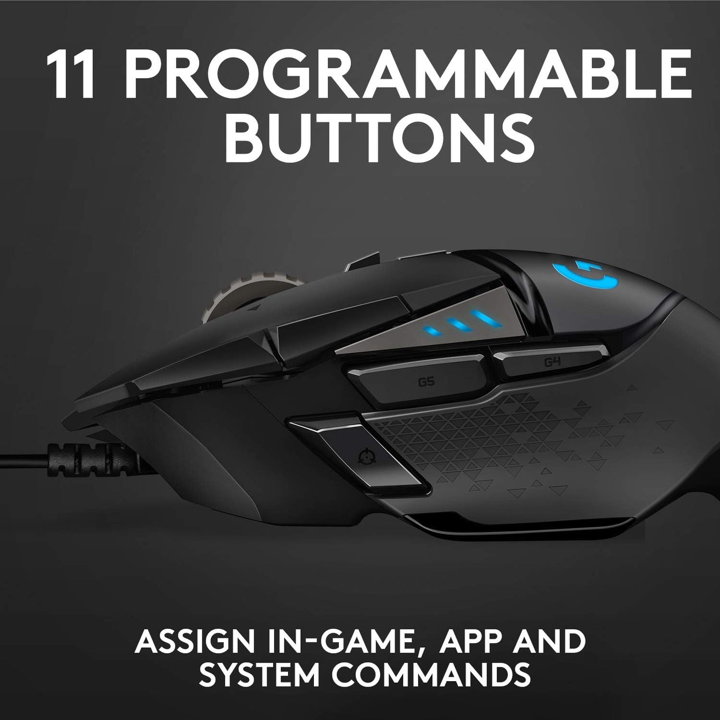 502 HERO High Performance Wired Gaming Mouse, HERO 25K Sensor, 25,600 DPI, RGB, Adjustable Weights, 11 Buttons, On-Board Memory, Pc/Mac
