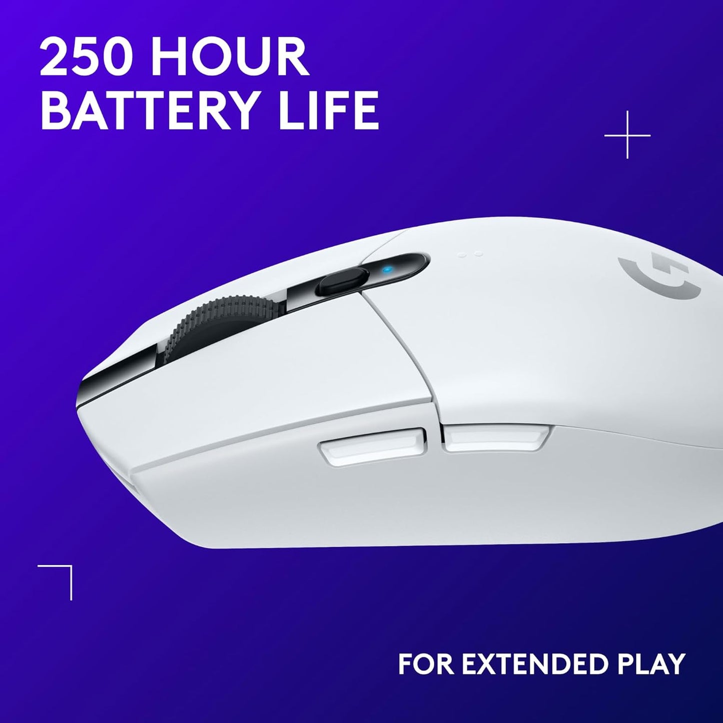 305 LIGHTSPEED Wireless Gaming Mouse, Hero 12K Sensor, 12,000 DPI, Lightweight, 6 Programmable Buttons, 250H Battery Life, On-Board Memory, Pc/Mac - White