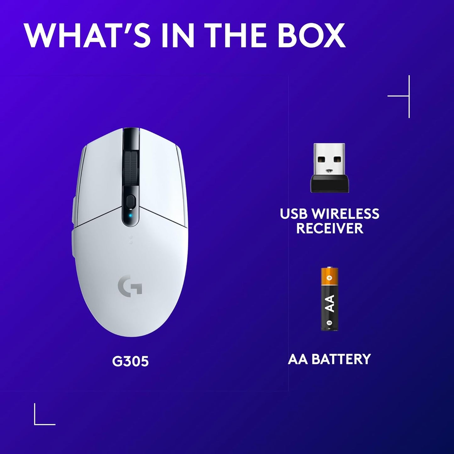 305 LIGHTSPEED Wireless Gaming Mouse, Hero 12K Sensor, 12,000 DPI, Lightweight, 6 Programmable Buttons, 250H Battery Life, On-Board Memory, Pc/Mac - White