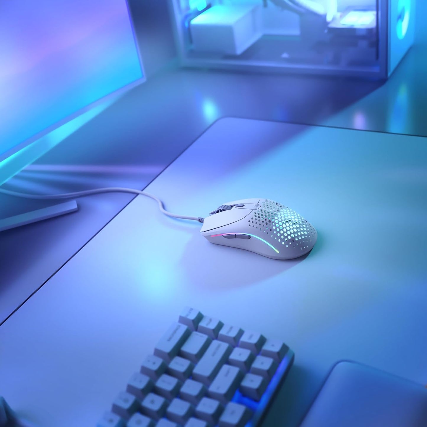 Gaming Model O 2 Wired Gaming Mouse - 59G Ultralight, FPS, 26,000 DPI, Motion Sync, 80M Click Rated Switches, 6 Programmable Buttons, Ambidextrous, RGB, PTFE Feet - White