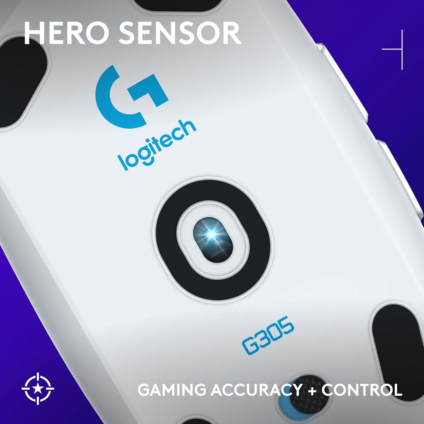 305 LIGHTSPEED Wireless Gaming Mouse, Hero 12K Sensor, 12,000 DPI, Lightweight, 6 Programmable Buttons, 250H Battery Life, On-Board Memory, Pc/Mac - White