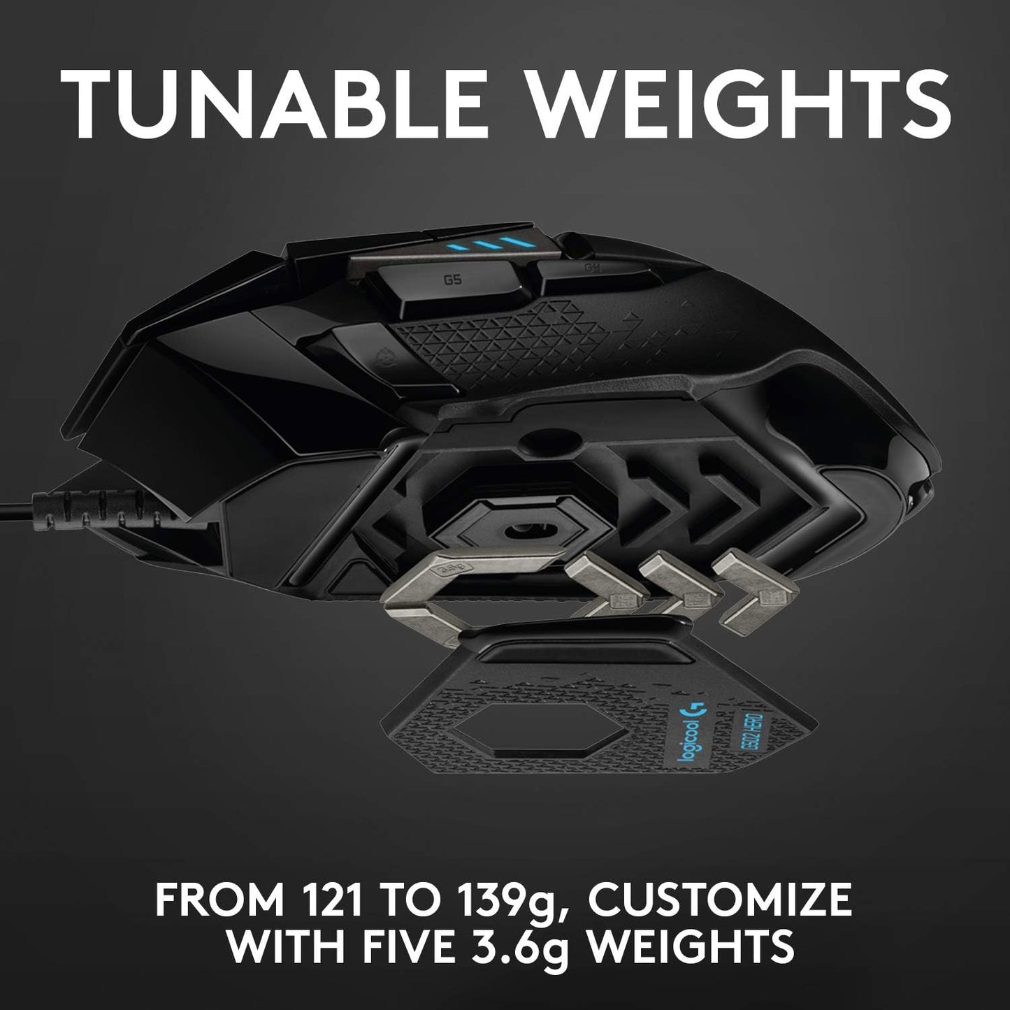 502 HERO High Performance Wired Gaming Mouse, HERO 25K Sensor, 25,600 DPI, RGB, Adjustable Weights, 11 Buttons, On-Board Memory, Pc/Mac