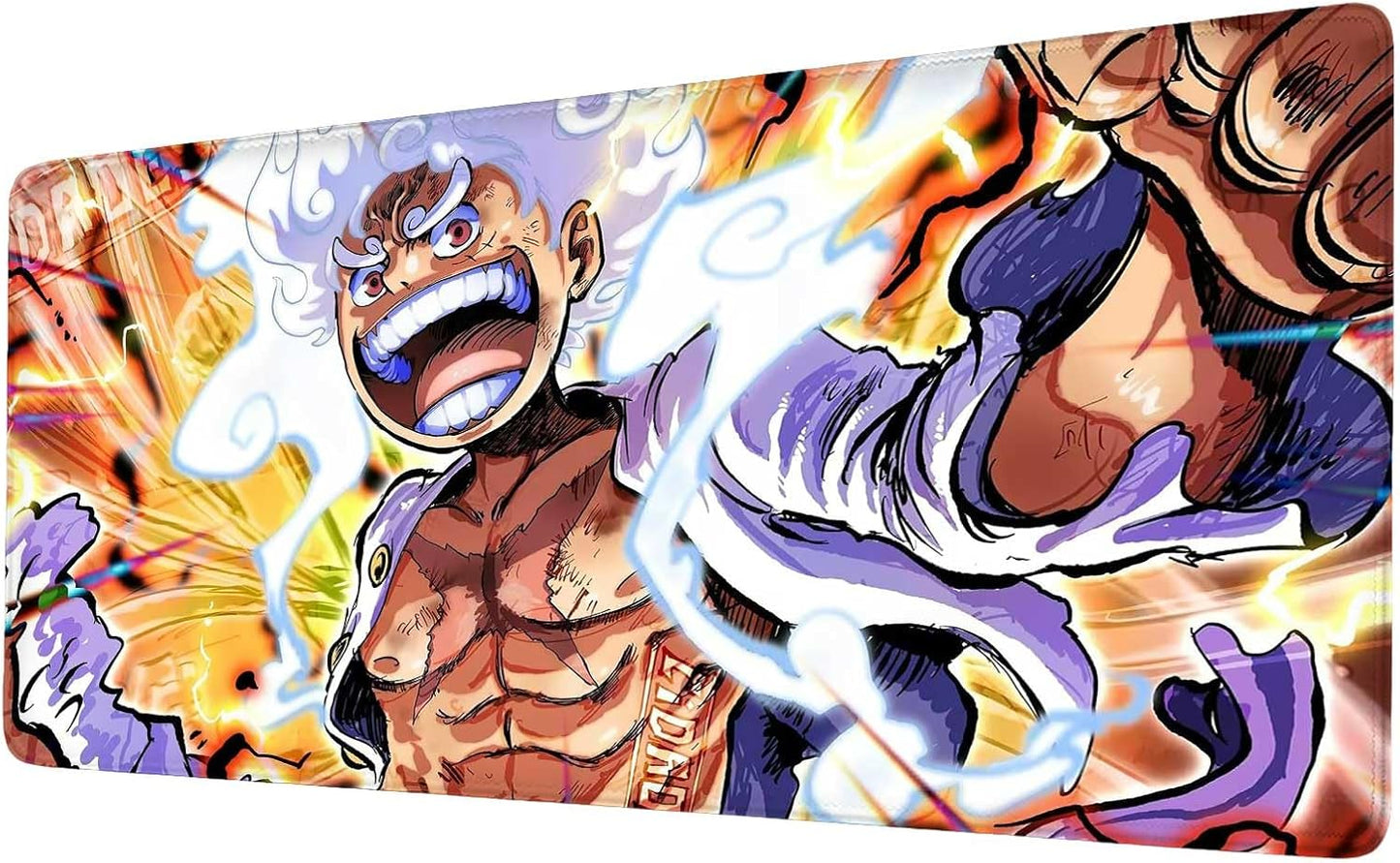 Extra Large Anime Mouse Pad Luffygear 5,Extended Large Gaming Mousepad,Non-Slip Rubber Base and Stitched Edges Desk Pad for Computer Home Office Work and Study,31.5"X15.7"