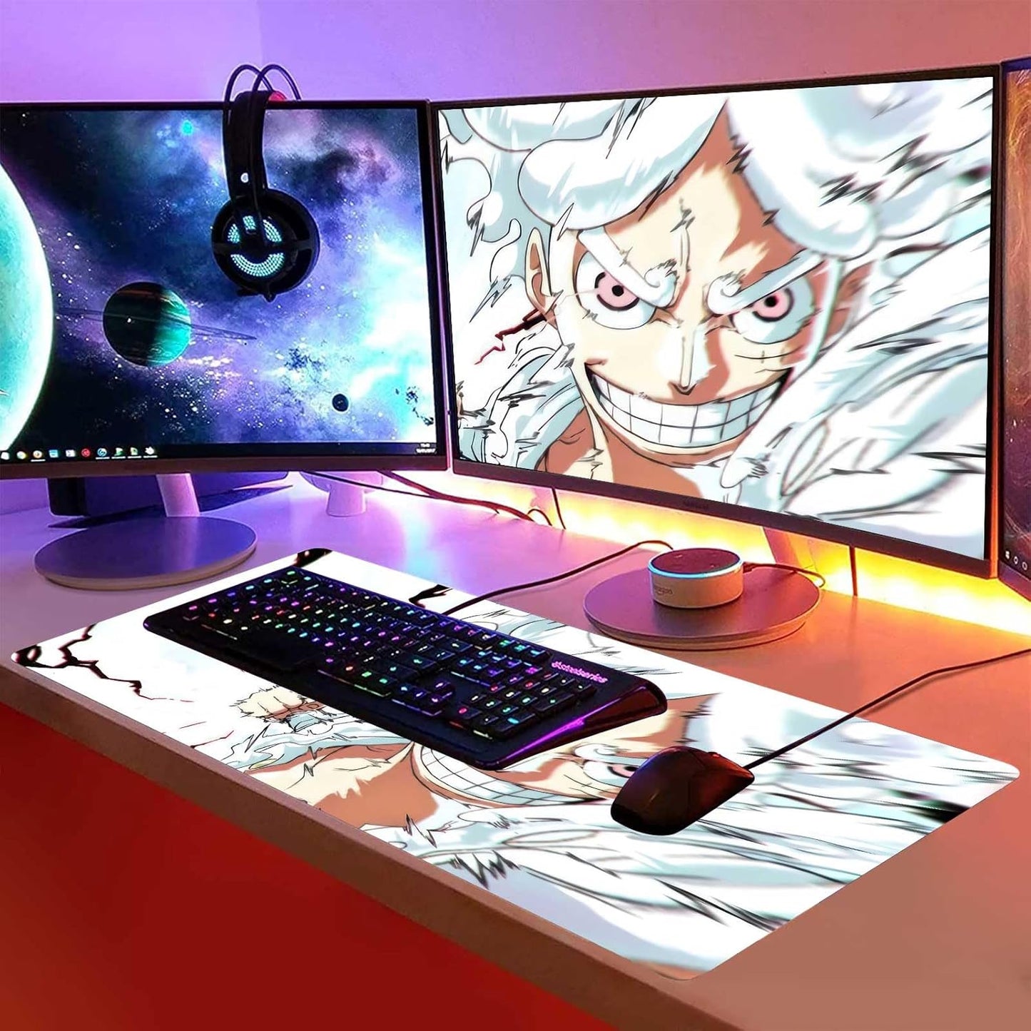 Anime Mouse Pad Luffygear 5,Extended Gaming Desk Pad with Stitched Edges, Large Mouse Mat with Non-Slip Rubber Base for Work & Gaming, Office & Home, 31.5X15.7 Inch
