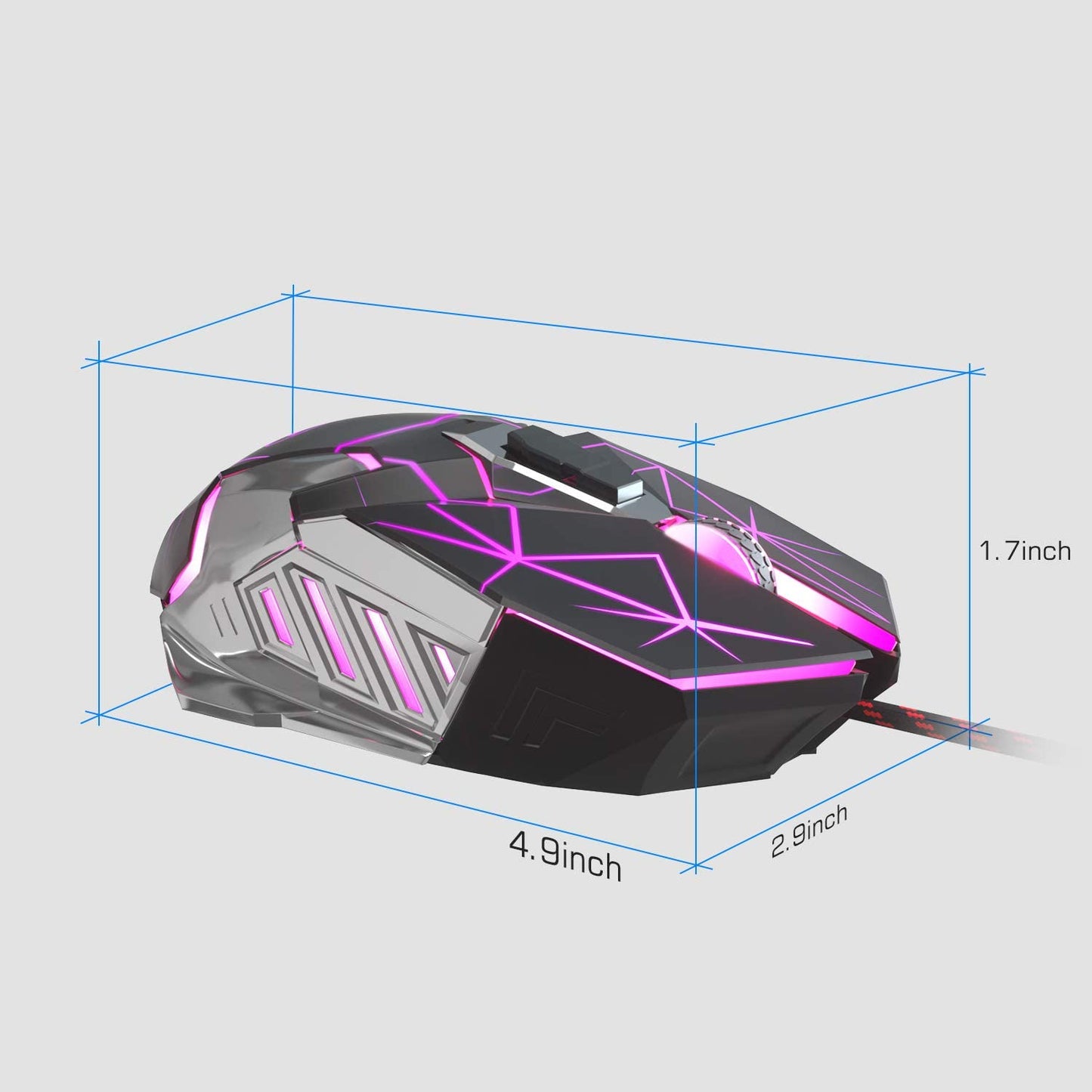 G10 Wired Gaming Mouse, LED Backlit, Ergonomic, 6 Adjustable Speeds