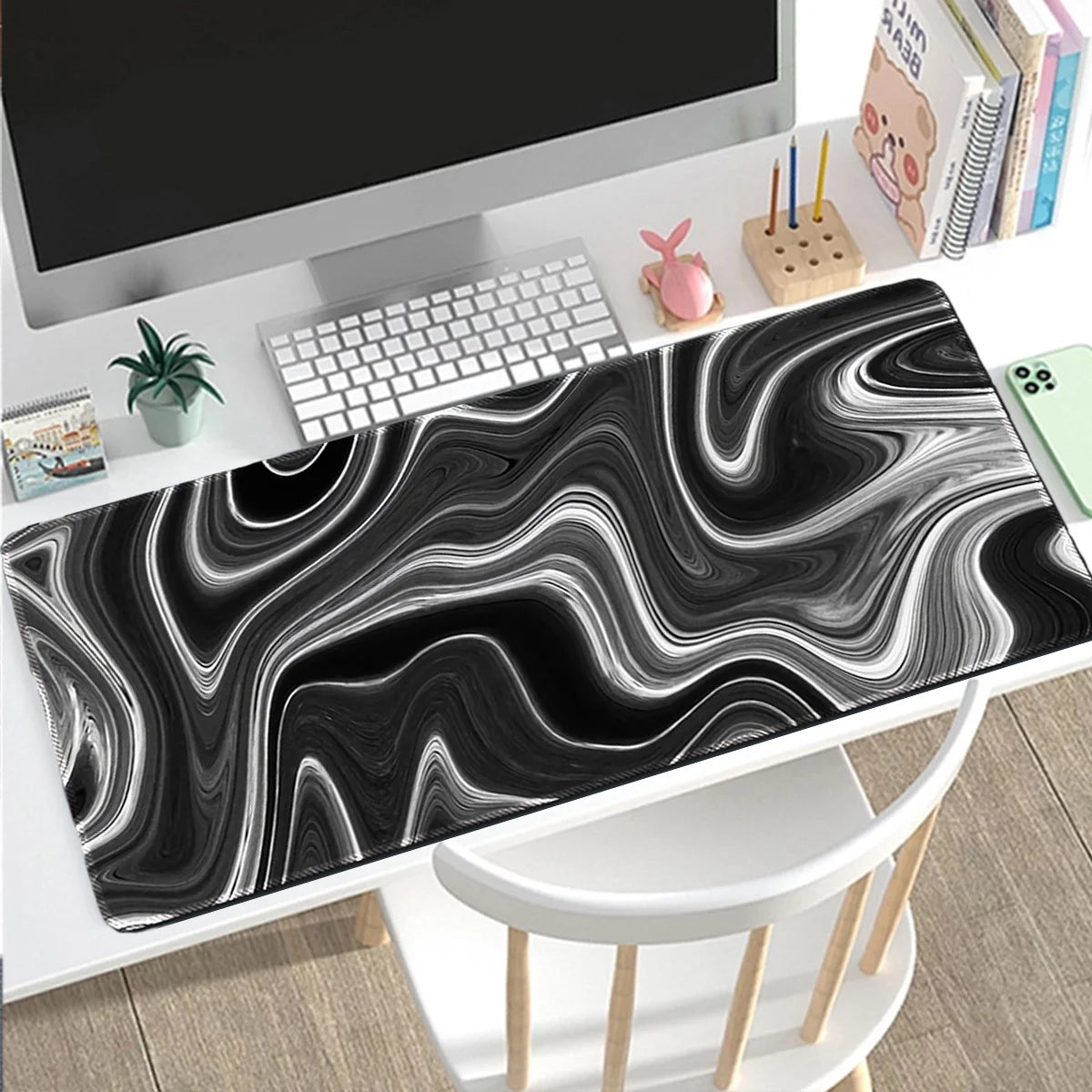 Mouse Pad with Stitched Edge, Premium Textured Mouse Mat, Non-Slip Rubber Base Mousepad for Laptop, Computer & Pc,Desk Mat for Gamer, Office & Home,Black
