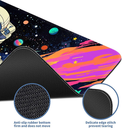 Spaceman Planets Anime Mouse Pad Large Desk Mat XL Mouse Pad Astronaut Keyboard Mousepad with Non-Slip Base and Stitched Edge Gaming Mouse Mat Desk Pad 31.5 X 11.8 in Mouse Pads for Desk Home Office