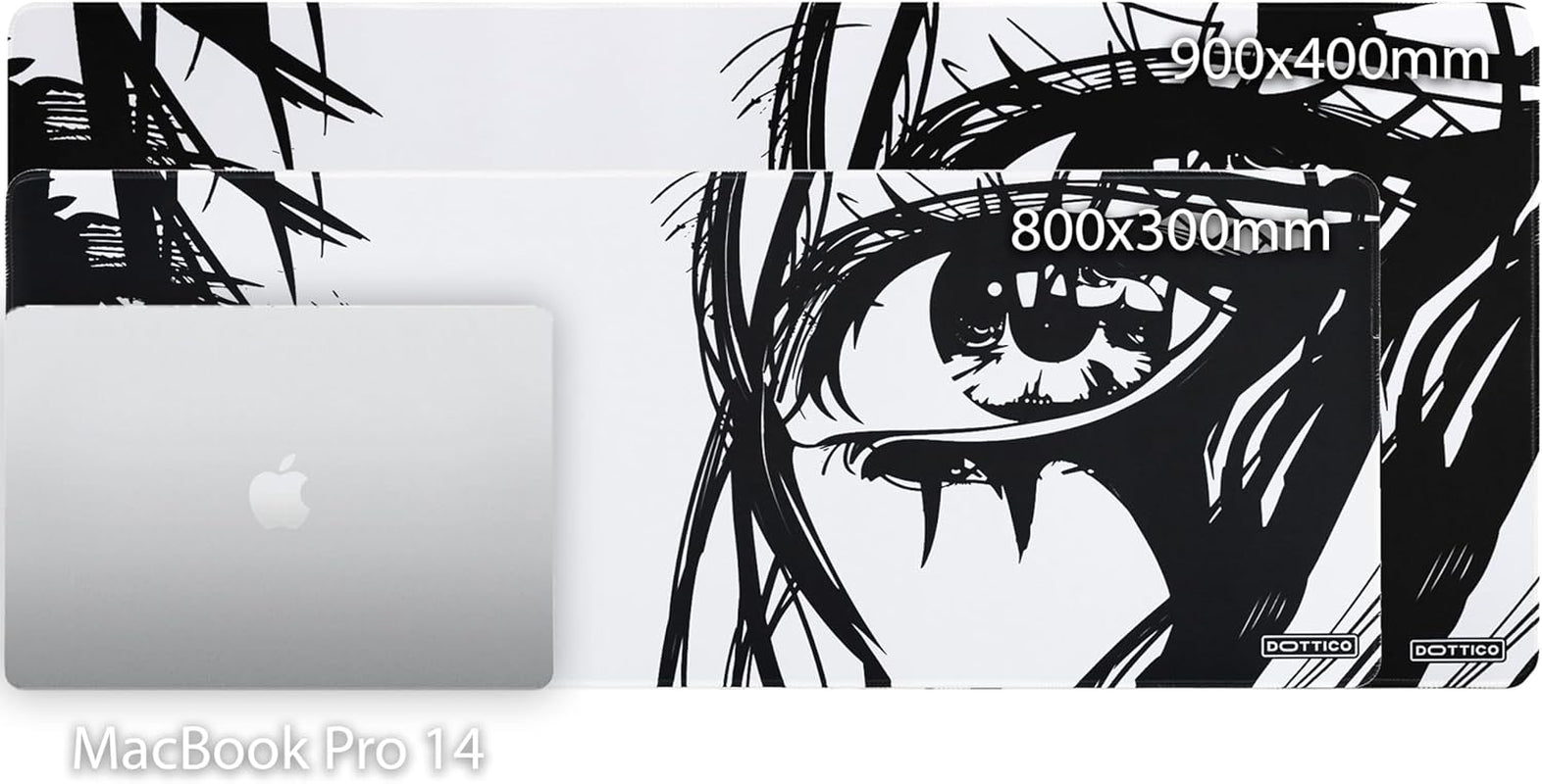 XL Anime Eyes Mouse Pad – Large Manga Girl Desk Mat 31.5X11.8 – Non-Slip, Water-Resistant, Stitched Edges – Aesthetic Japanese Gaming Mat