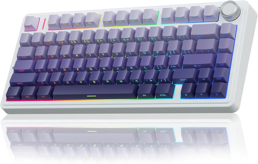 F75 Pro Wireless Mechanical Keyboard,75% Hot Swappable Custom Keyboard,Rgb Backlit,Pre-Lubed Linear Switches,Side Printed PBT Keycaps Mechanical Gaming Keyboards,Gradient Purple