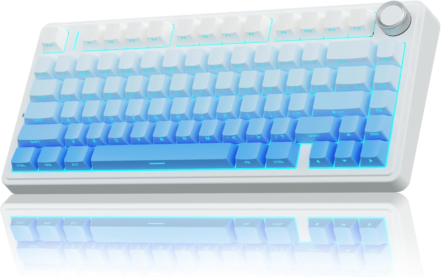 F75 Pro Wireless Mechanical Keyboard,75% Hot Swappable Custom Keyboard,Rgb Backlit,Pre-Lubed Linear Switches,Side Printed PBT Keycaps Mechanical Gaming Keyboards,Gradient Blue