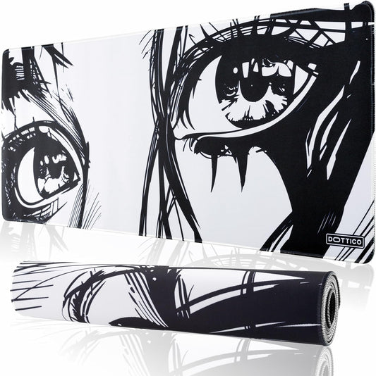 XL Anime Eyes Mouse Pad – Large Manga Girl Desk Mat 31.5X11.8 – Non-Slip, Water-Resistant, Stitched Edges – Aesthetic Japanese Gaming Mat