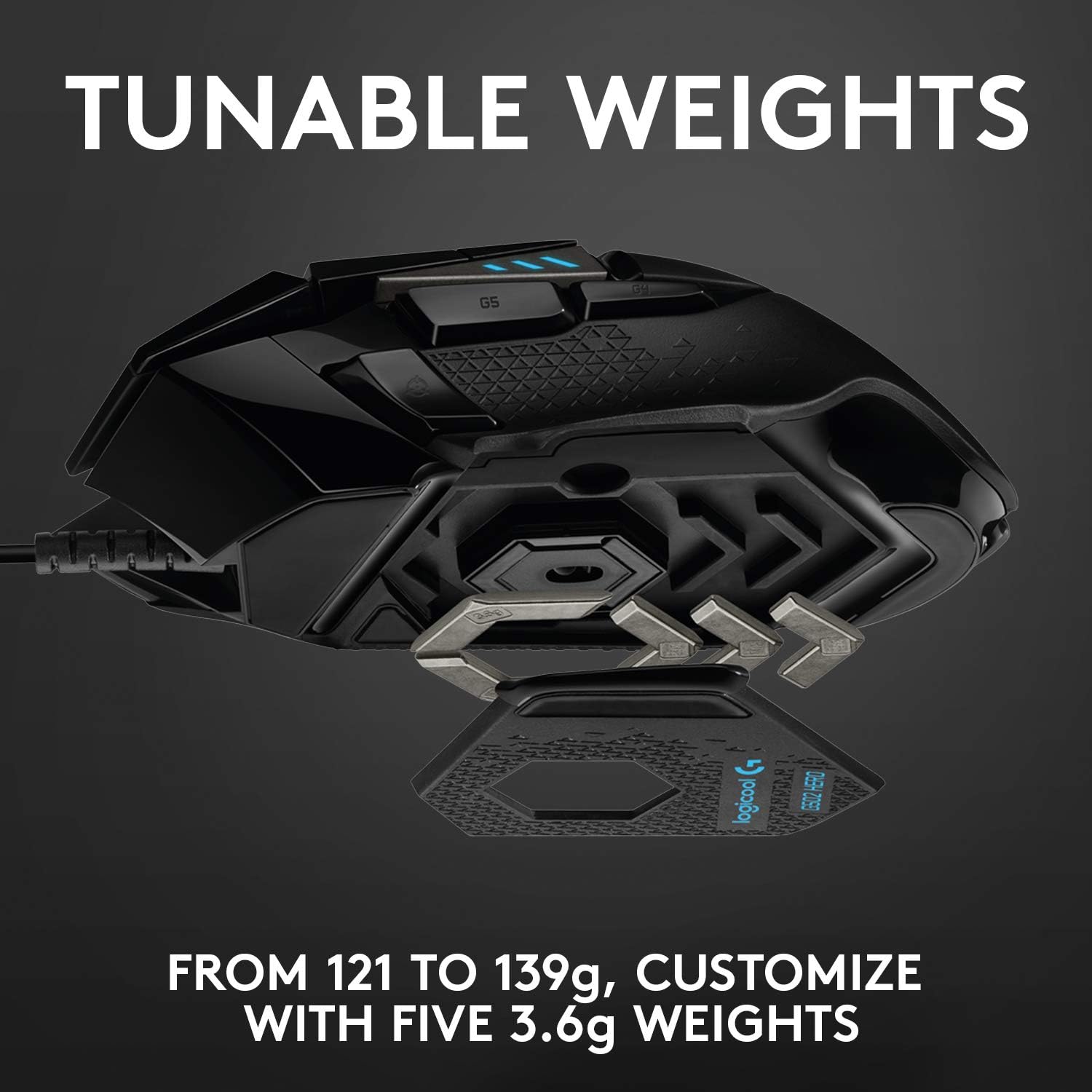 502 HERO High Performance Wired Gaming Mouse, HERO 25K Sensor, 25,600 DPI, RGB, Adjustable Weights, 11 Buttons, On-Board Memory, Pc/Mac