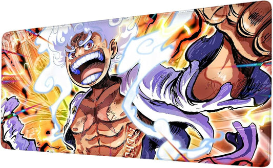 Extra Large Anime Mouse Pad Luffygear 5,Extended Large Gaming Mousepad,Non-Slip Rubber Base and Stitched Edges Desk Pad for Computer Home Office Work and Study,31.5"X15.7"