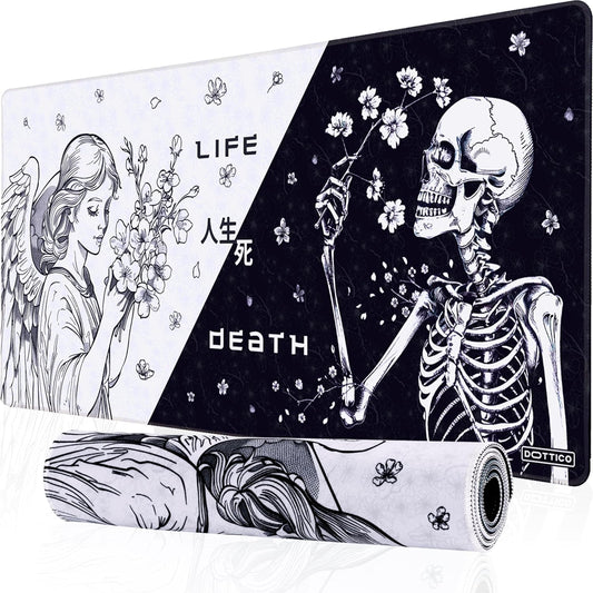 XXL Large Gaming Mouse Pad for Desk - Desk Mat for Keyboard and Mouse - PC Mouse Pad - Non-Slip Water Resist Rubber Base, Stitched Edges - 35.4X15.7 in - 90X40 Cm (Life&Death, Xx-Large)